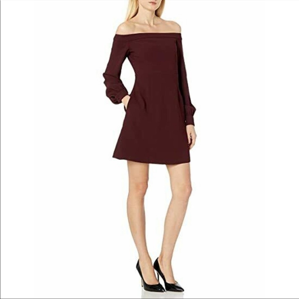 Jill Jill Stuart Burgundy Off-The-Shoulder Dress